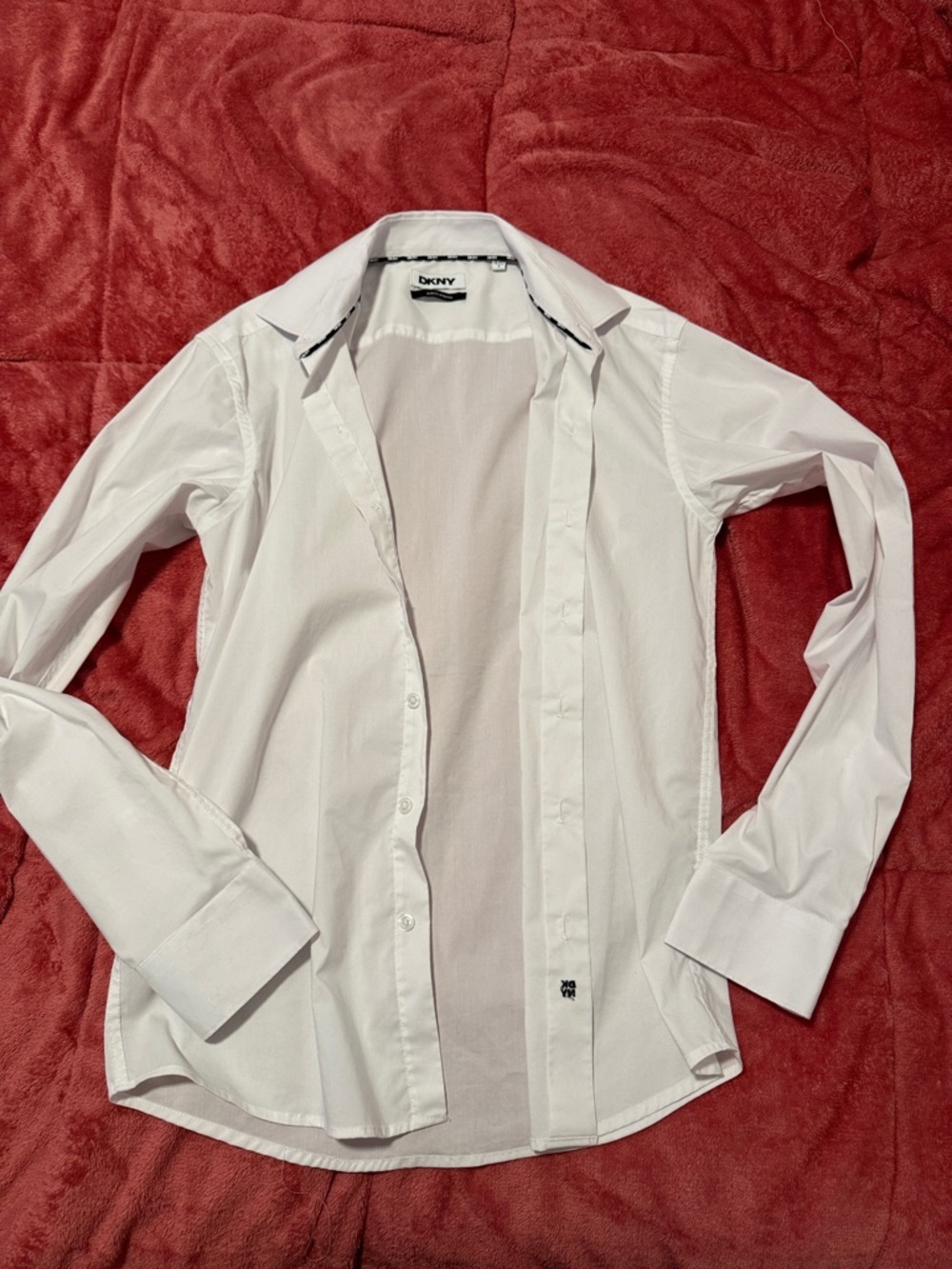 DKNY White Stretch Poplin Button-Up Shirt